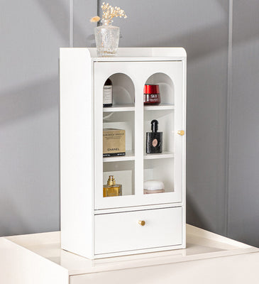 BlushBite® Metal Desktop Display Cabinet With Drawers