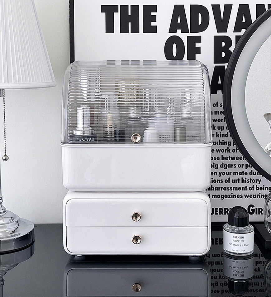 BlushBite® Layerable Concise White Cosmetics Storage Case with Drawer