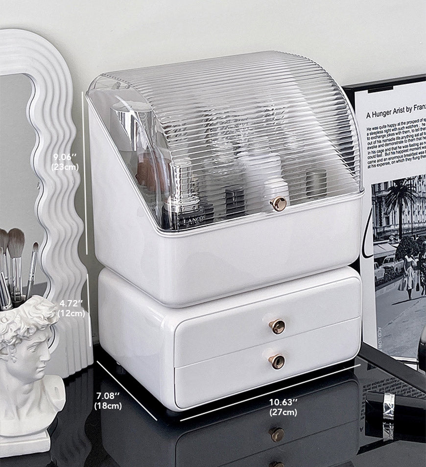 BlushBite® Layerable Concise White Cosmetics Storage Case with Drawer