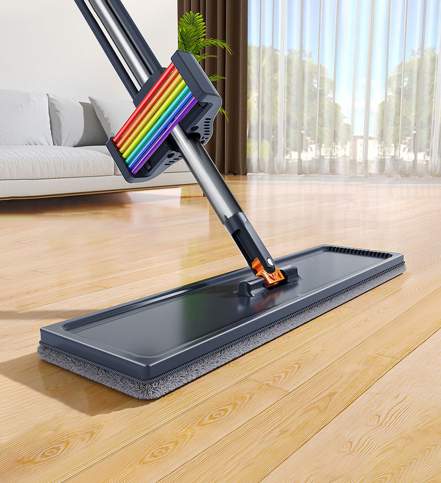 BlushBite® Hands Free Rainbow Flat Mop With Stainless Steel Handle Z151