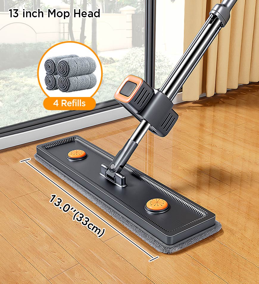 BlushBite® Flat Mop and Collapsible Bucket With Wheels Z148