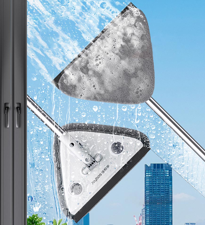 BlushBite® 65 Inches Rotating Triangle Wall Mop Cleaner With Window Squeegee Z20