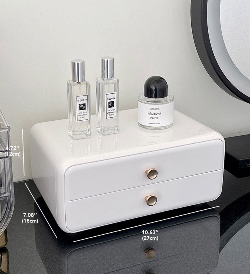 BlushBite® Layerable Concise White Cosmetics Storage Case with Drawer