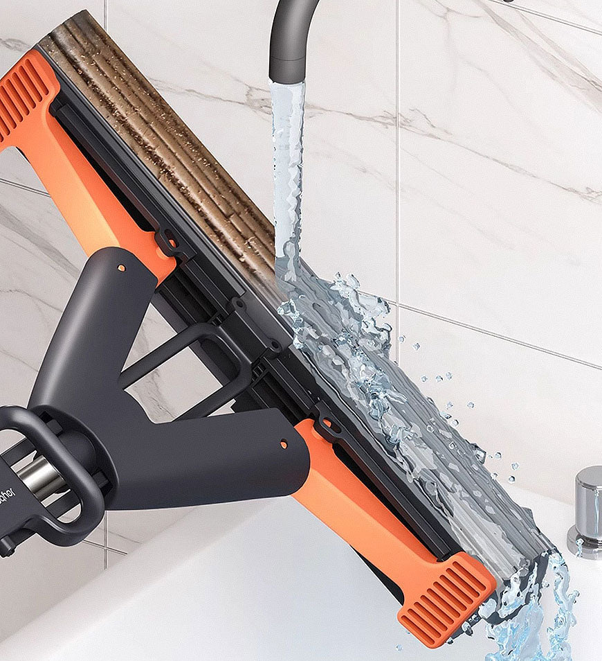 BlushBite® Ultra Absorbent Self Squeeze Hand Free Washable Sponge Mop With Bucket Z43