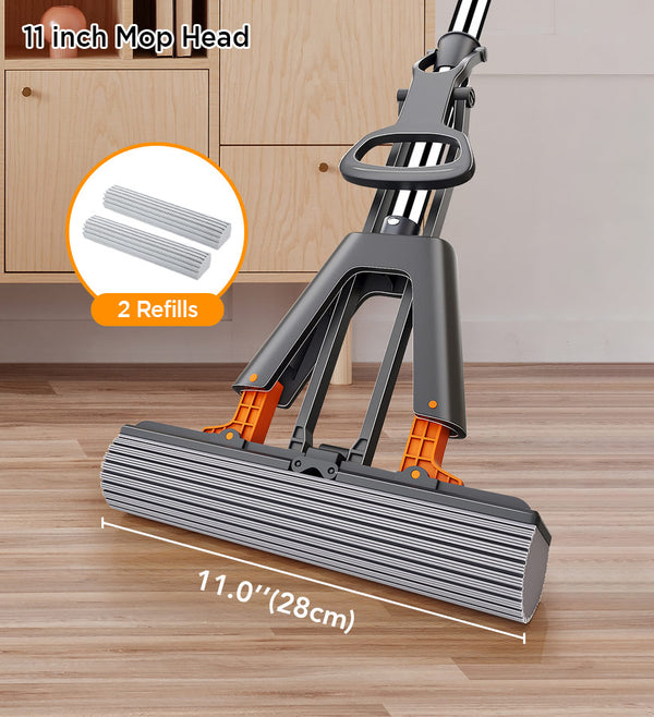 BlushBite® Self-Wringing Sponge Mops For Floor Cleaning Squeeze Z175