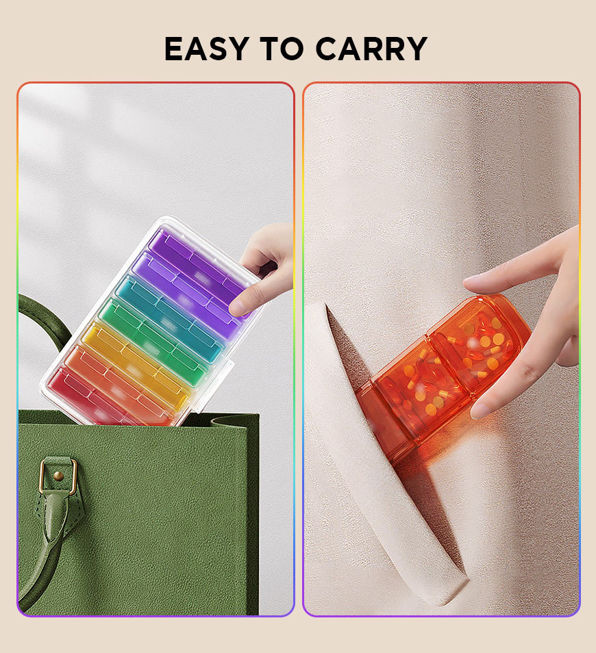 BlushBite® Weekly 7 Detachable Day Pill Organizer 3 Times A Day Z143
