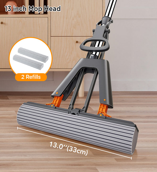 BlushBite® Self-Wringing Sponge Mops For Floor Cleaning Squeeze Z175