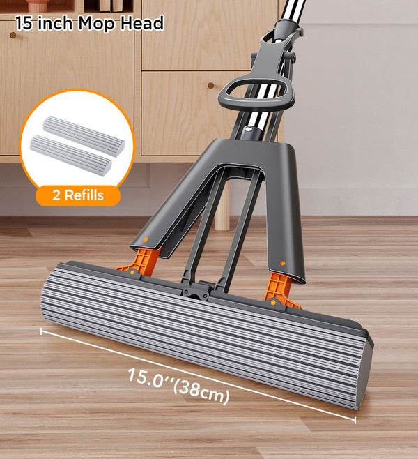 BlushBite® Self-Wringing Sponge Mops For Floor Cleaning Squeeze Z175