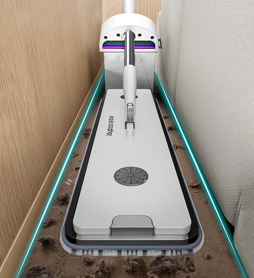 BlushBite® Flat Microfiber Mop with Integrated Wringing with 4 Microfiber Pads Z179