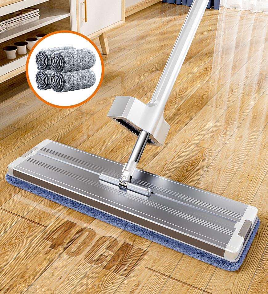 BlushBite® 16" Microfiber Mop Floor Cleaning System with 4 Mop Pads