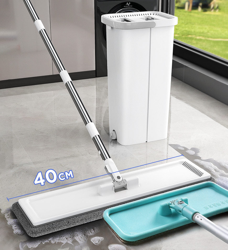BlushBite® Hand Free Flat Mop and Bucket Set With 3 Scrapers Z117