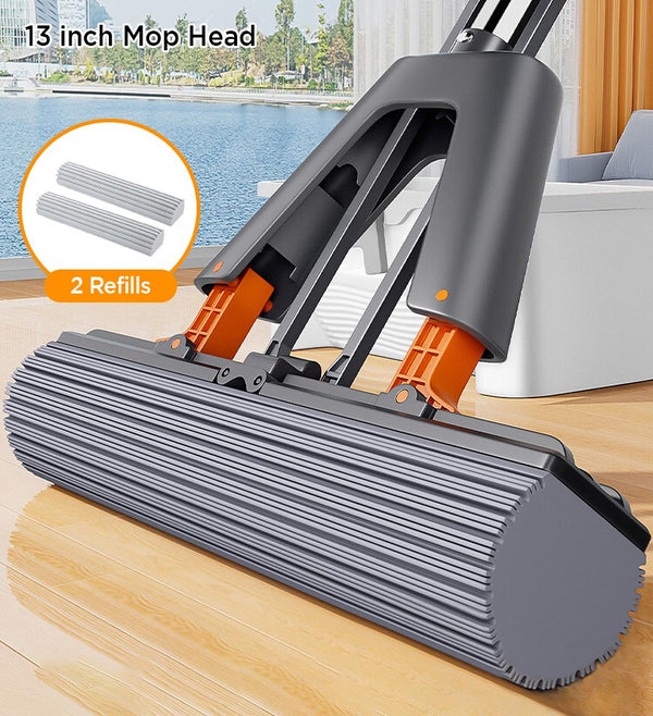 BlushBite® Self-Wringing Sponge Mops For Floor Cleaning Squeeze Z175