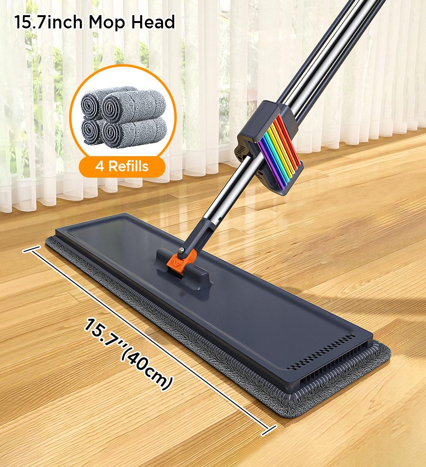 BlushBite® Hands Free Rainbow Flat Mop With Stainless Steel Handle Z151