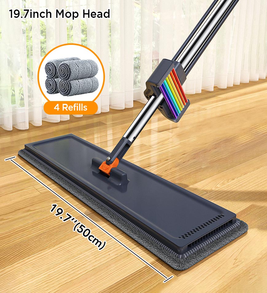 BlushBite® Hands Free Rainbow Flat Mop With Stainless Steel Handle Z151