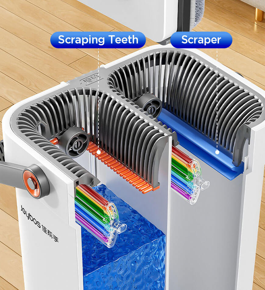 BlushBite® Upgrade 2+2 Scrapers 16" Large Flat Mop and Bucket System Z84