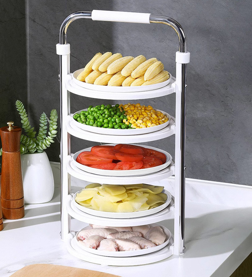 BlushBite® 5 Tier Vegetable Storage Tray Plate Rack for Kitchen Counter F76