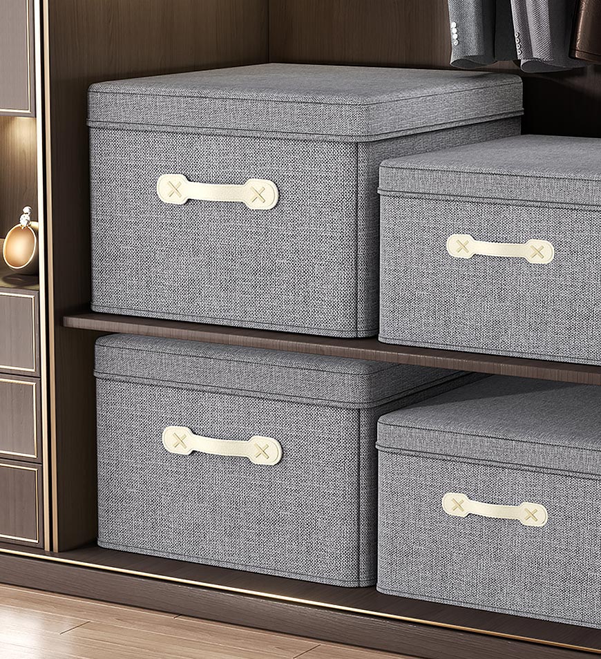BlushBite® Foldable Storage Bins with Lids Gray 2 Pcs F230