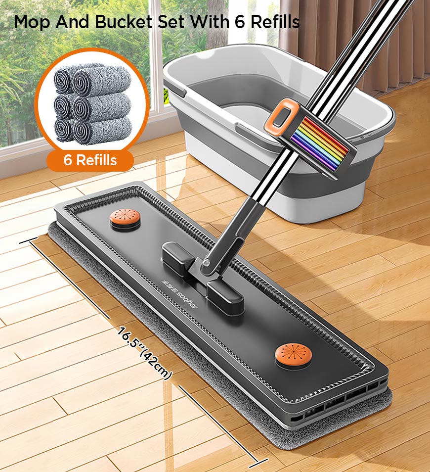 BlushBite® Household Hands Free Flat Floor Mop With Wringer Set Z99