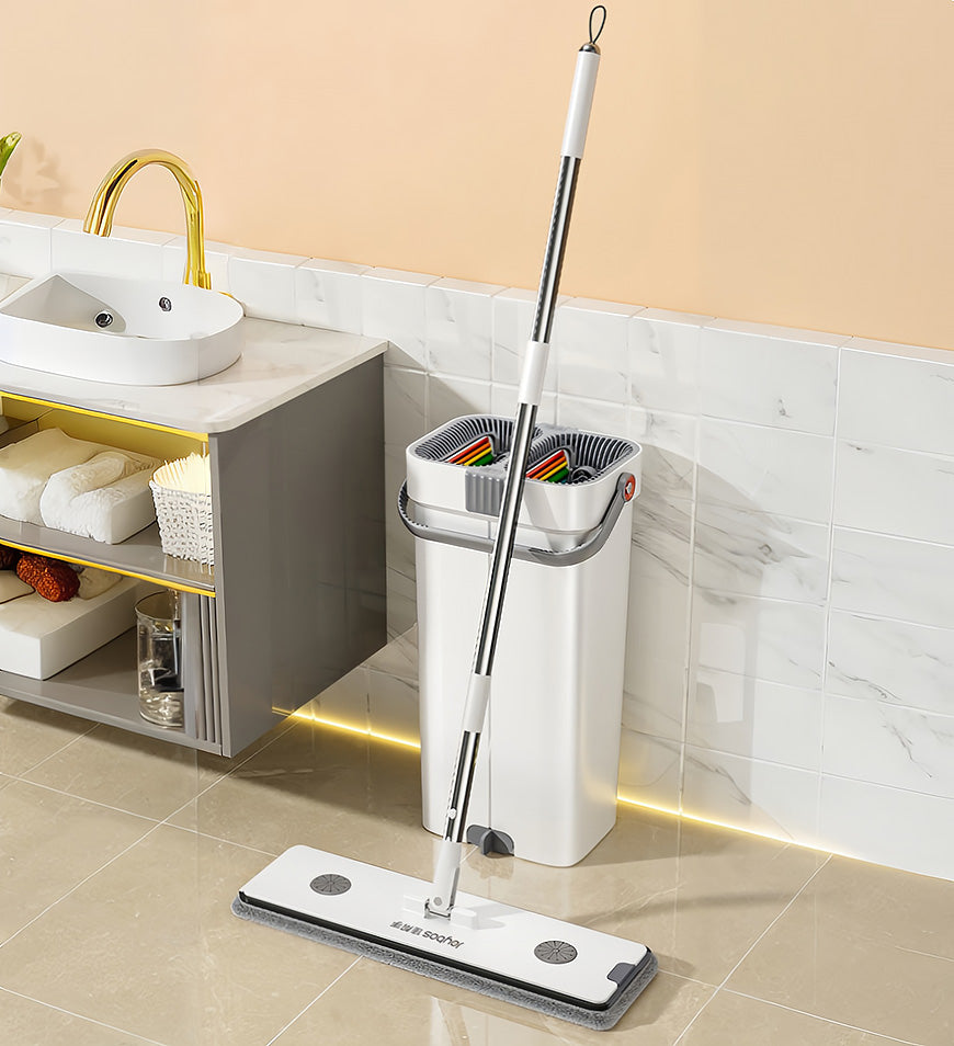 BlushBite® Upgrade 2+2 Scrapers 16" Large Flat Mop and Bucket System Z84