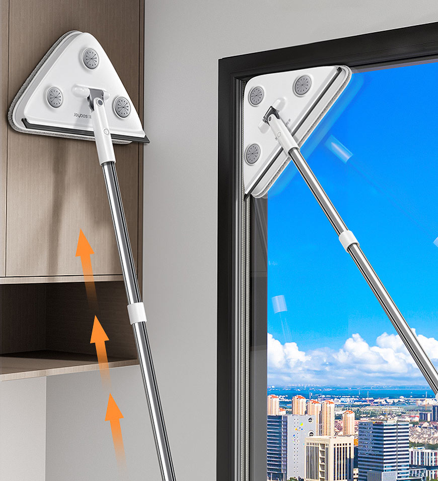 BlushBite® 65 Inches Rotating Triangle Wall Mop Cleaner With Window Squeegee Z20
