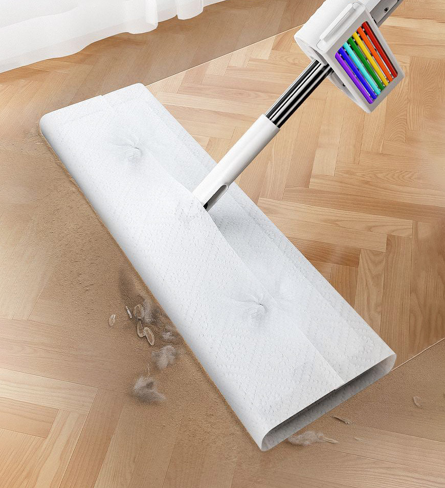 BlushBite® Flat Microfiber Mop with Integrated Wringing with 4 Microfiber Pads Z179