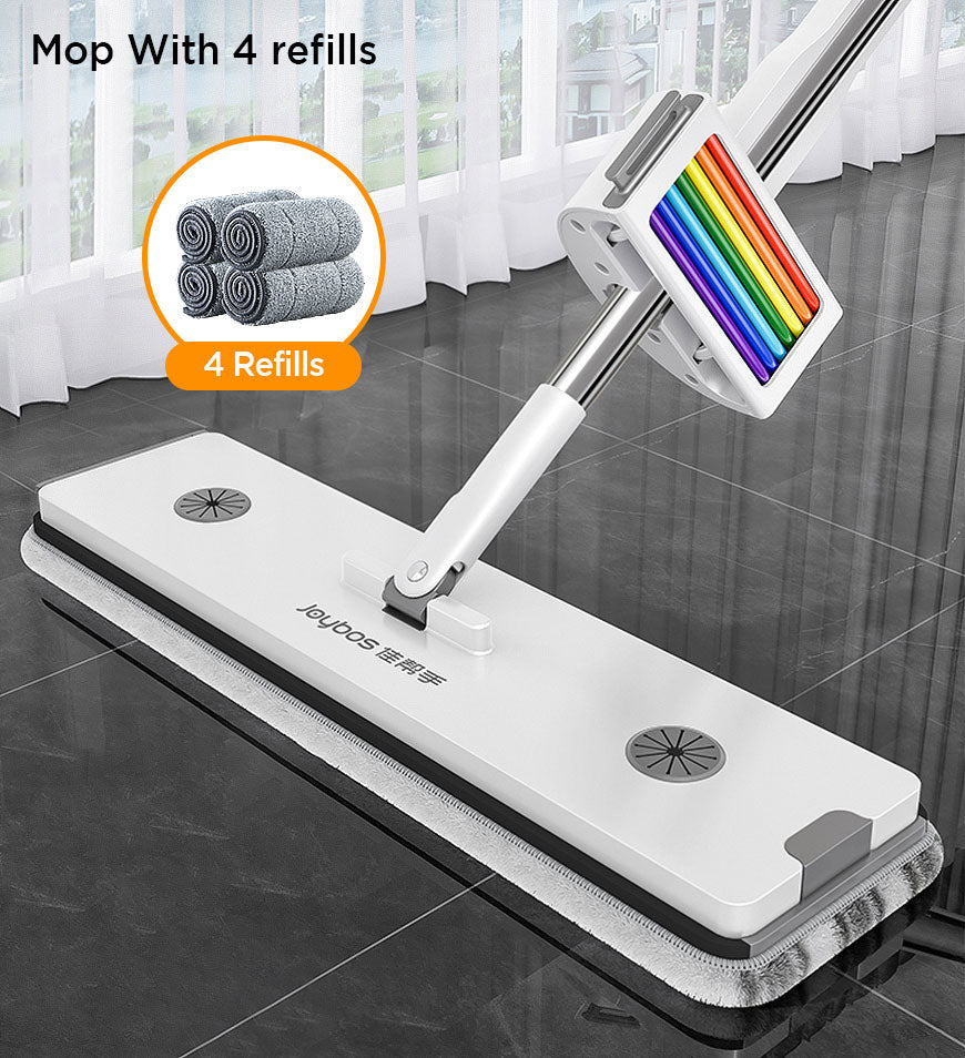 BlushBite® Flat Microfiber Mop with Integrated Wringing with 4 Microfiber Pads Z179