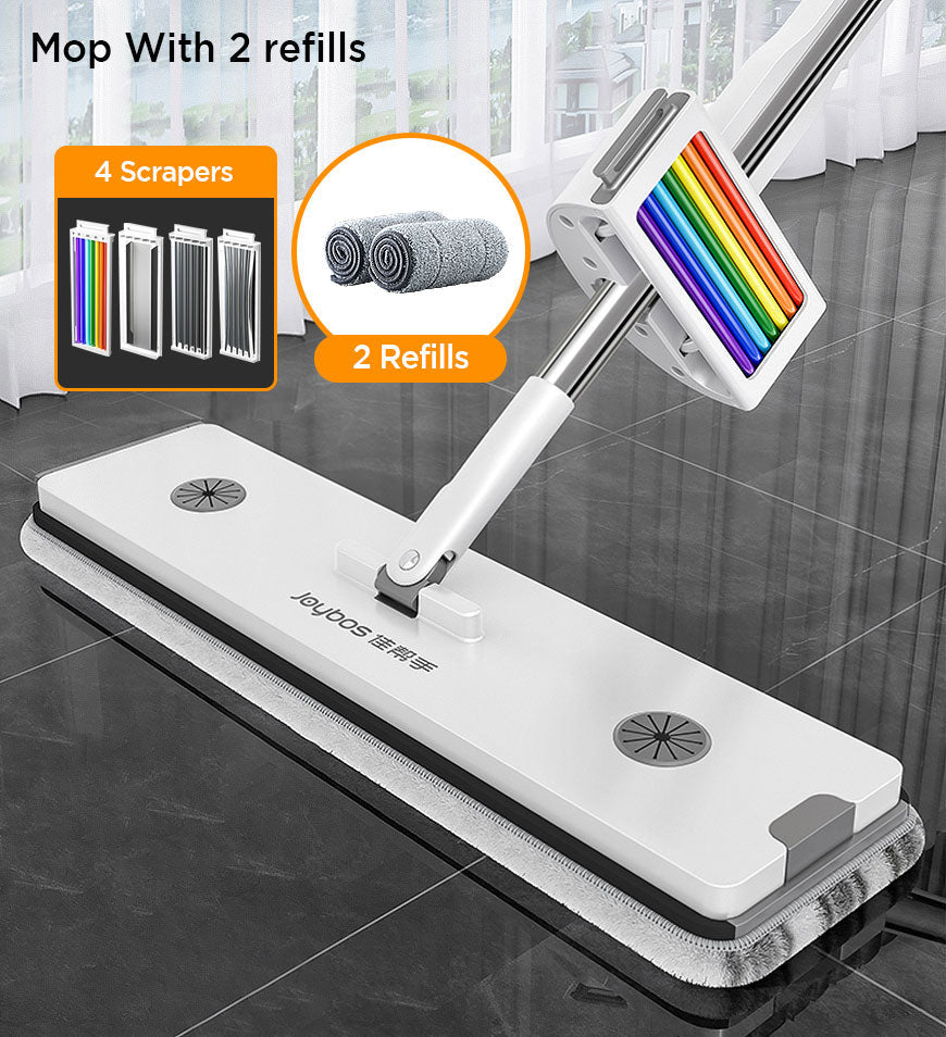 BlushBite® Flat Microfiber Mop with Integrated Wringing with 4 Microfiber Pads Z179