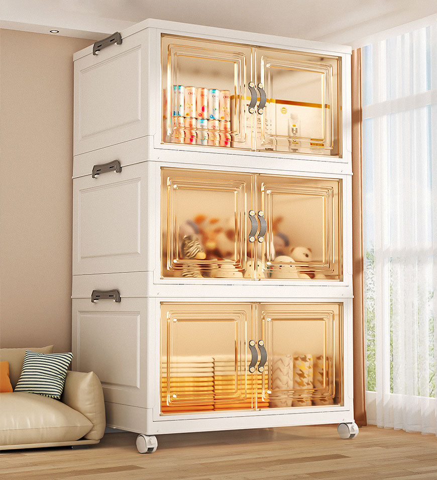 BlushBite® Large Folding Storage Box With Doors And Wheels For Home F229