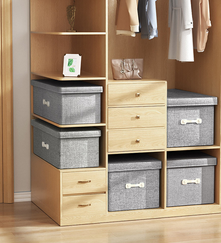 BlushBite® Foldable Storage Bins with Lids Gray 2 Pcs F230