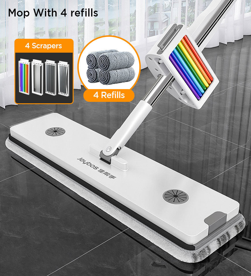 BlushBite® Flat Microfiber Mop with Integrated Wringing with 4 Microfiber Pads Z179