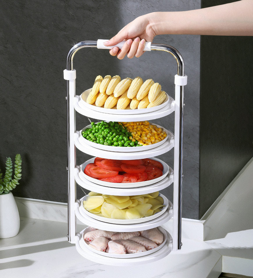 BlushBite® 5 Tier Vegetable Storage Tray Plate Rack for Kitchen Counter F76
