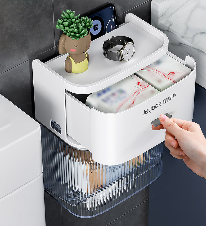 BlushBite® Toilet Paper Box with Drawer and Viewing Window Z163