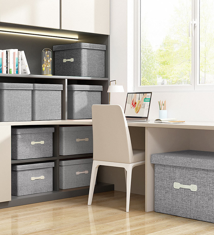 BlushBite® Foldable Storage Bins with Lids Gray 2 Pcs F230