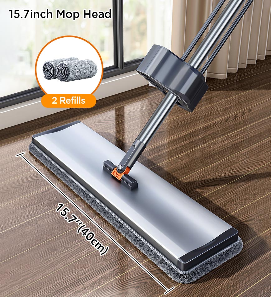 BlushBite® 59 Inch Alloy Flat Mop And Bucket For Home With Extra Refills Z149