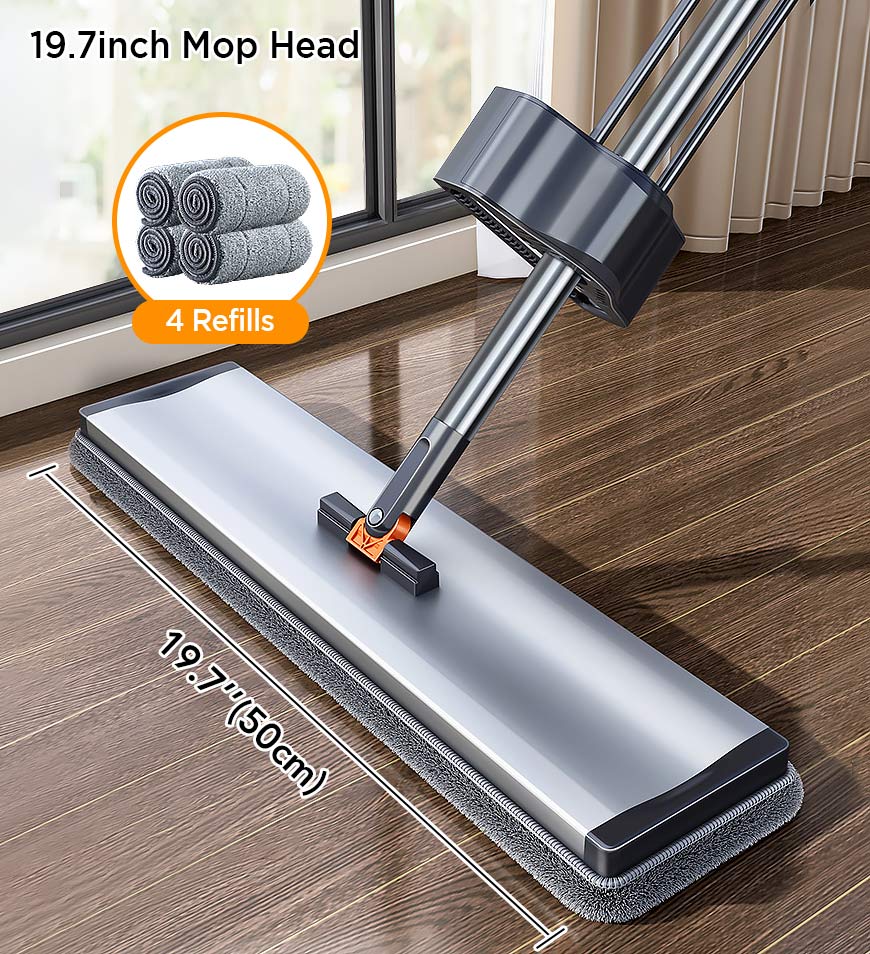 BlushBite® 59 Inch Alloy Flat Mop And Bucket For Home With Extra Refills Z149