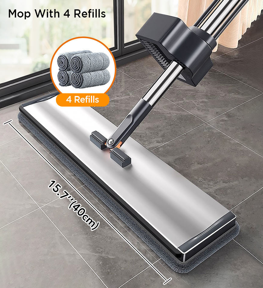 BlushBite® 59 Inch Alloy Flat Mop And Bucket For Home With Extra Refills Z149