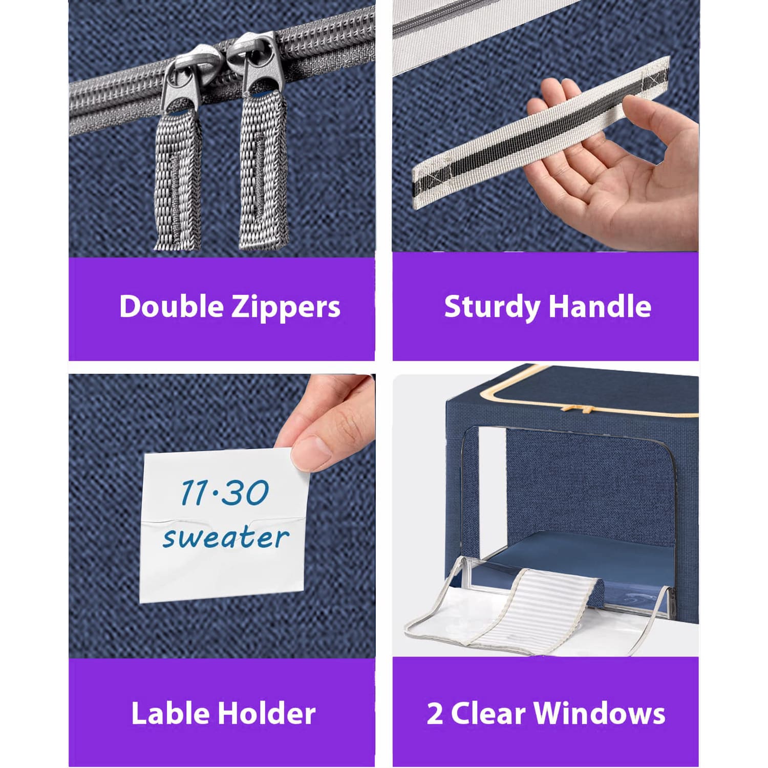 <tc>BlushBees® Cajas plegables de almacenamiento de tela Oxford para ropa/edredones/lino con soportes metálicos</tc>