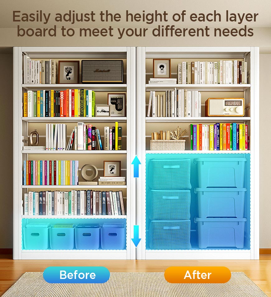 BlushBite® Heavy Duty Metal Adjustable Bookshelf F214
