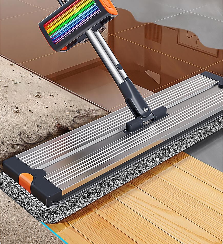 BlushBite® Aluminum Hands Free Flat Floor Mop With Wringer Set Z98