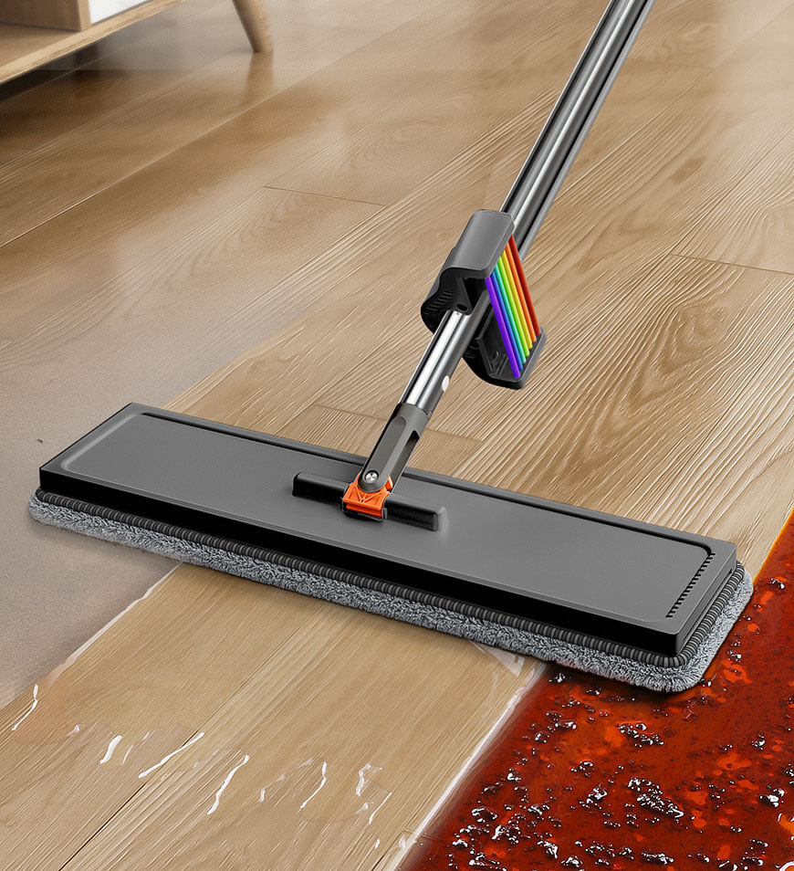 BlushBite® Hands Free Rainbow Flat Mop With Stainless Steel Handle Z151