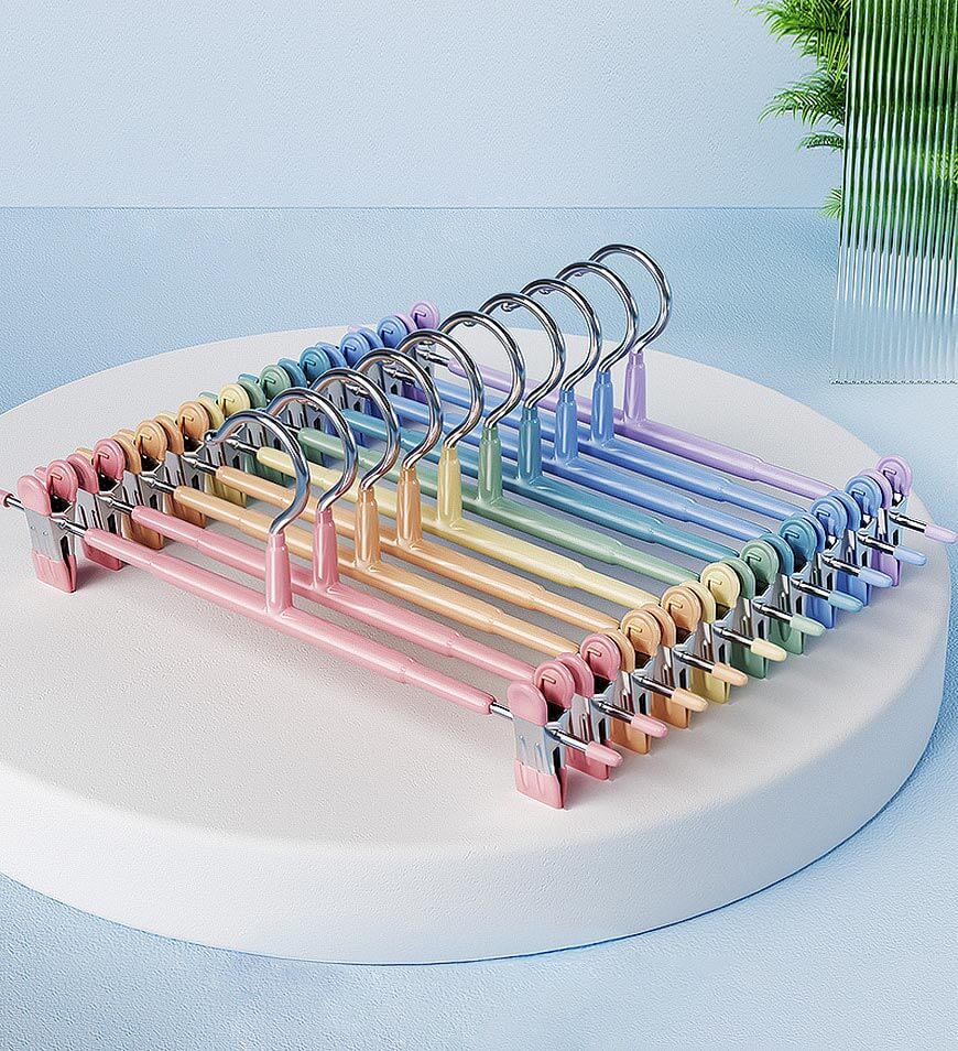 BlushBite® Pack of 28 Dress Pants Hangers with Colorful Non-Slip Adjustable Clips F232