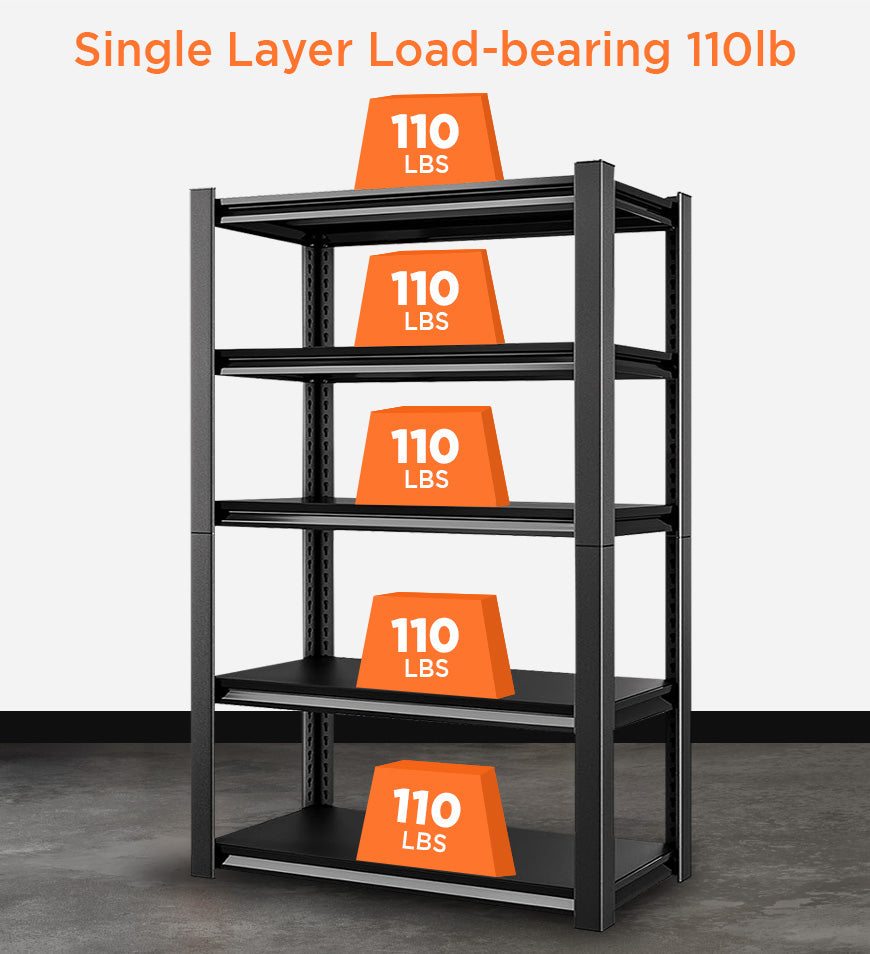 BlushBite® 5-Tier Adjustable Garage Heavy Duty Metal Industrial Shelving Shelves