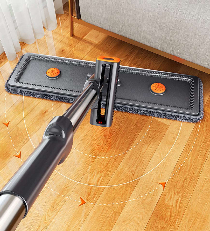 BlushBite® Flat Mop and Collapsible Bucket With Wheels Z148