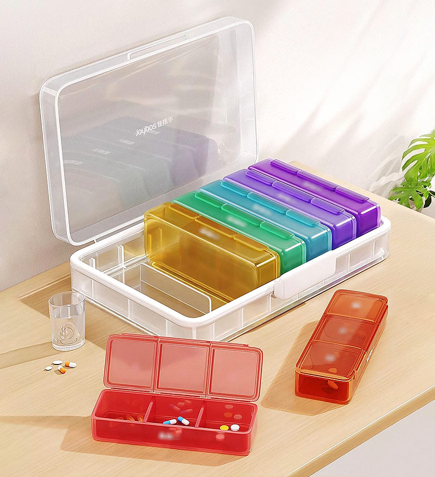 BlushBite® Weekly 7 Detachable Day Pill Organizer 3 Times A Day Z143