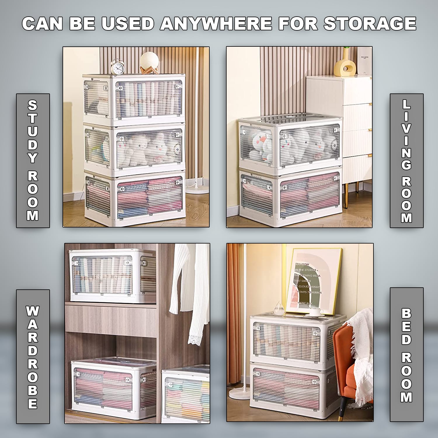 BlushBite™ Collapsible Plastic Storage Containers, For Clothes,Blankets,Toys etc.