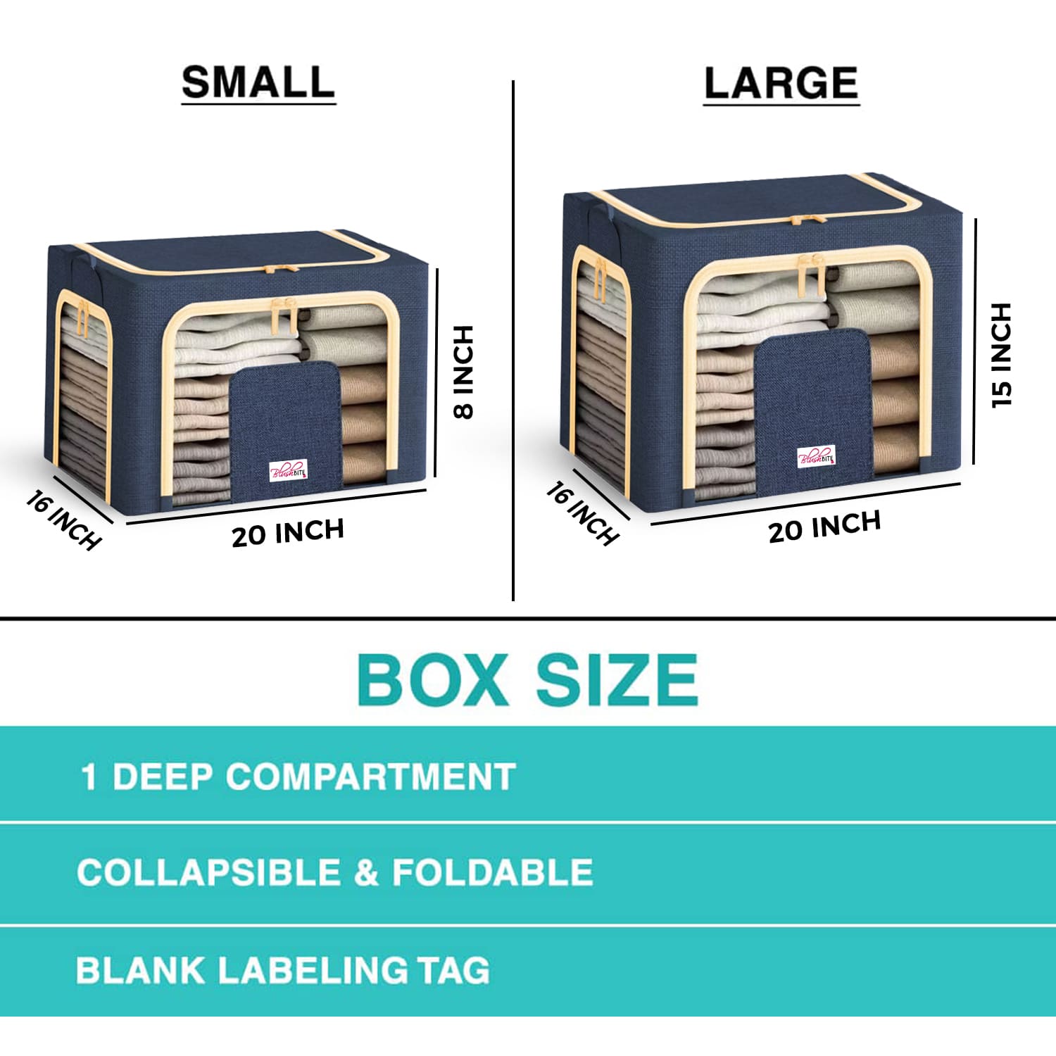 <tc>BlushBees® Cajas plegables de almacenamiento de tela Oxford para ropa/edredones/lino con soportes metálicos</tc>