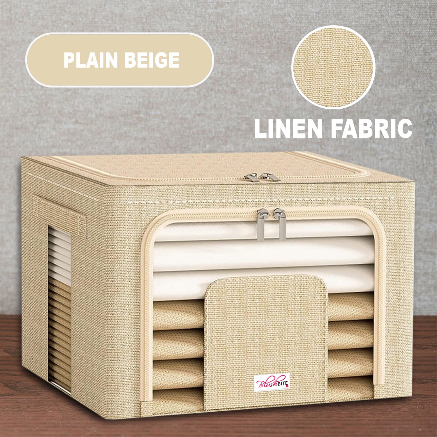 <tc>BlushBees® Cajas plegables de almacenamiento de tela Oxford para ropa/edredones/lino con soportes metálicos</tc>
