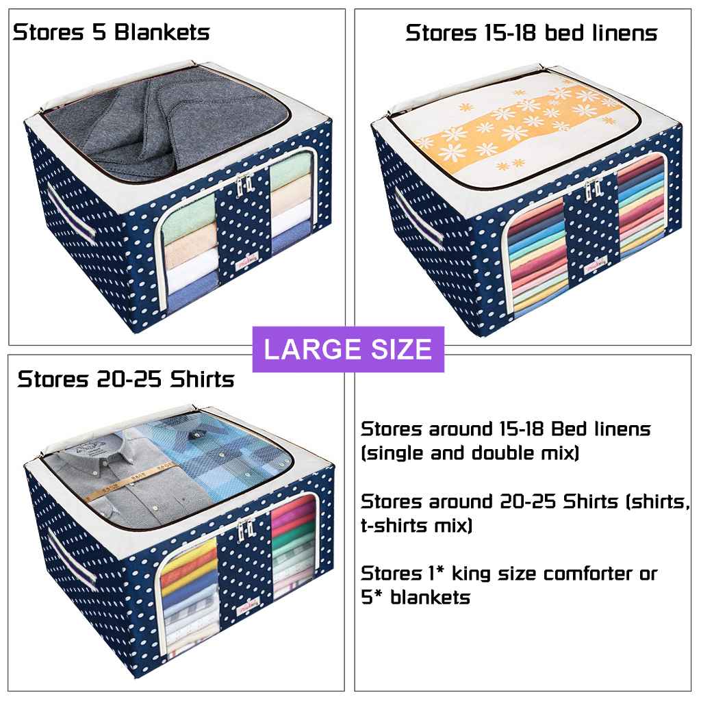 BlushBees® Boîtes de rangement pliables en tissu Oxford pour vêtements/édredons/linge avec supports en métal