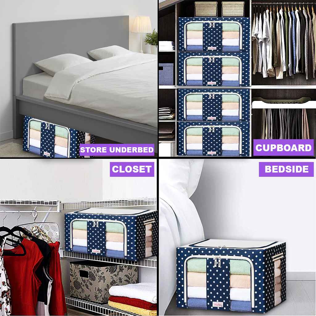 BlushBees® Collapsible Oxford Fabric Storage Boxes for Clothes/Quilts/Linen with Metal Supports